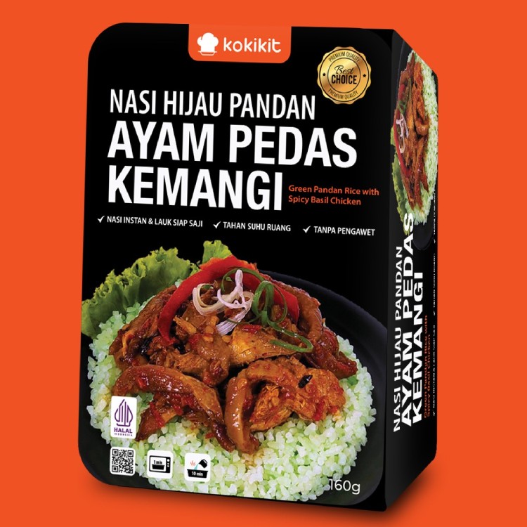 Nasi Hijau Pandan Ayam Pedas Kemangi